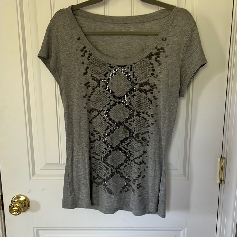 Calvin Klein Gray Snake Print Women's Top